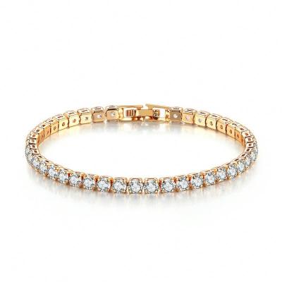 China Wholesale Copper Zircon Hiphop Bracelet 18K White Gold Chain Women Diamond Tennis Bracelet for sale