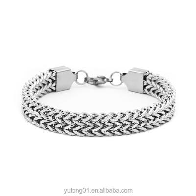 China New Hip Hop Fashion Metal Bracelet Mesh Bracelet Stainless Steel Hiphop Double Row Reverse Bracelet 2022 for sale