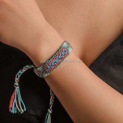 China Retro Style Bangle Bracelet Ethnic Braided Fluorescent Colorful Bangle Female Bohemian Totem Nepalese Bracelet for sale