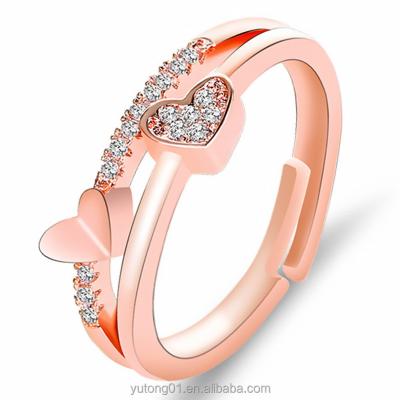 China 2022New cute creative handmade accessories live open heart adjustable open heart-shaped ring finger ring wholesale for sale