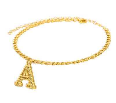 China FASHIONABLE Cuban Initial A Z Alphabet Anklet Anklet Letter Chain Stainless Steel Charm Gold Plated Anklet for sale