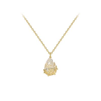 China Pendant Necklace 14K Plated Real Gold Inlaid Zircon Water Drop Necklace Earrings Necklace Set for sale