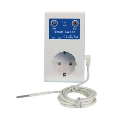 China Residential/General Purpose AC 100-250V GSM Network Remote Control Smart Plug with Temperature Sensor and Resume/Power Cut SMS Alert for sale