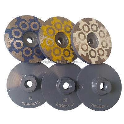 China Premium Quality 4 Inch T-Segment +Resin Matrix Resin Filled Diamond Cup Wheel Diamond Grinding Wheel For Granite And Marble for sale