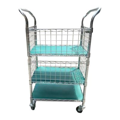 China Suitable For Industrial Wire Outdoors Utility Shelf Chrome Plated Hand Trolley For Anti-Static Workshop Trolley for sale