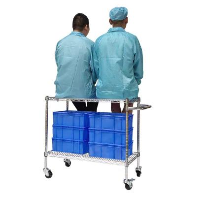 China Suitable for outdoors 2 layers of trolley utility cart industrial transport storage with two n-shaped handle for sale