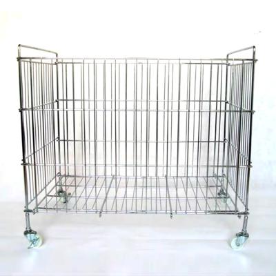 China Suitable for Outdoor Supermarket Folding Metal Wire Mesh Warehouse Carbon Steel Storage Roll Cage for sale