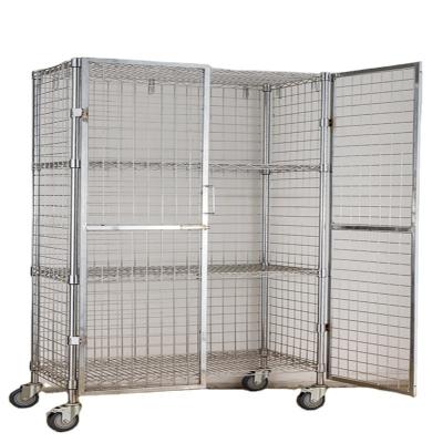 China Suitable For Outdoors Chrome Plated Flat Net Rack Four Side Barrier Trolley Carbon Steel Logistics for sale