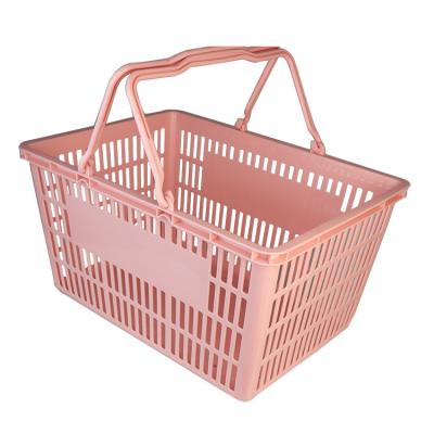 China Simplicity Supermarket Large Capacity Thicken Plastic Shopping Fruit Basket With Handle for sale