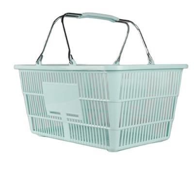 China Simple Simplicity Hand Held Multifunctional Plastic Foldable Light Green Shopping Basket for sale