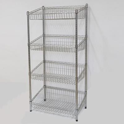 China Suitable for Outdoor Bathroom Adjustable Wire Shelf Display Storage Stainless Steel Smooth Rack for sale