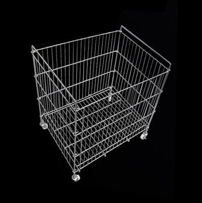 China Suitable For Wire Out High Storage Capacity Mesh Collapsible Metal Cargo Storage Cages With Wheels for sale