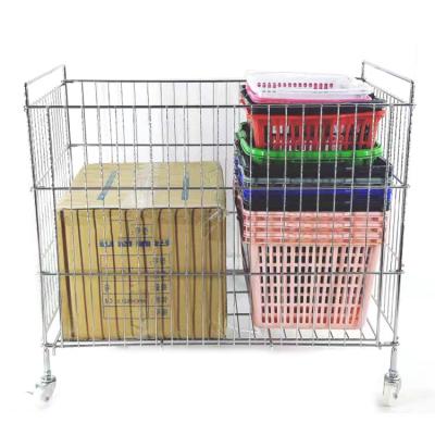 China Suitable for Outdoor Metal Wire Mesh Folding Stacking Container Carbon Steel Storage Cages for sale