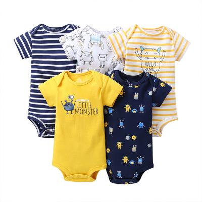 China 100% Cotton Funny Newborn Clothes Cute Baby Boy Rompers 5 Pack Fashion Cotton Overalls Onesie Jumpsuits for sale