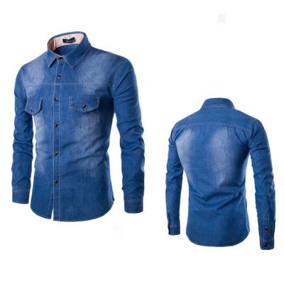 China Plus Size Mens Vintage Denim Shirts 6XL Western Long Sleeve Wear Blue Oversized Jeans Shirt for sale