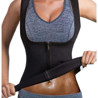 China Viable Women's Popular Women's Tank Top Corset Sweat Sauna Vest Zipper Neoprene Waist Trimmer Belt Weight Loss Slimming Body Shaper Shirt for sale