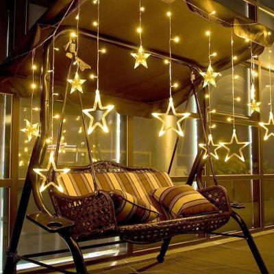 China 8 Functions Romantic Modes 8 Twinkle LED Star Curtain String Light Window Curtain Fairy Night Light For Christmas Party Holiday Decor for sale