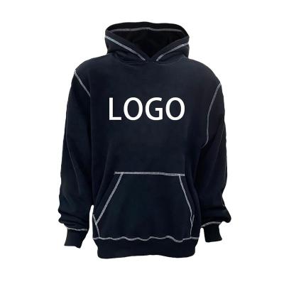 China Anti-pilling Custom Men Oversized Contrast Stitching Hoodie Silk Screen Printing Hooded Sweatshirt Pullover Men Hoodies for sale