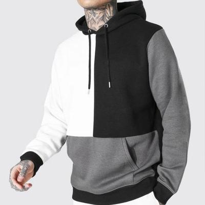 China Anti-pilling Wholesale Custom Cotton Hoodie Colour Block Color Hoody Men Oversize Knitted Hoodie for sale