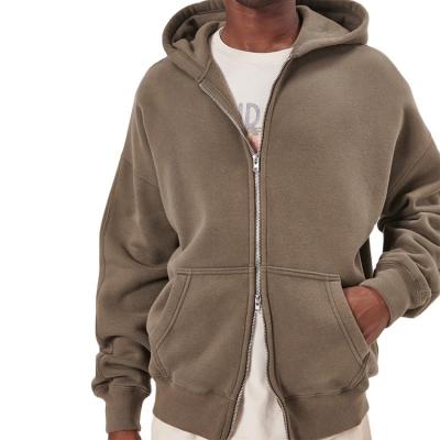 China Anti-pilling Custom Logo Plus Size Hoodie Combed Cotton Fleece Double Layer Zip Up Hoodie for sale