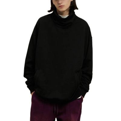 China Anti-pilling 500gsm Heavy Cotton French Terry Turtleneck Pullover Sweater Loose Oversize Hoodie for sale