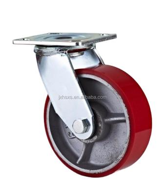 China Rigid Steel Ball Caster Swivel Cut Industrial PU Casters for sale