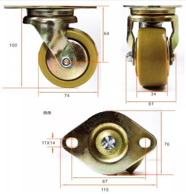 China PIVOT Galvanized 3 Inch Diamond Top Plate Swivel Nylon Wheel Airport Conveyor Equipment Sortation Platform Air Cargo Caster Wheel for sale