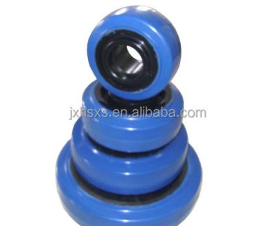 China The hotels 4 inch rubber wheel, width is 1-1/4 mm, hole size is 10mm rubber wheel for sale