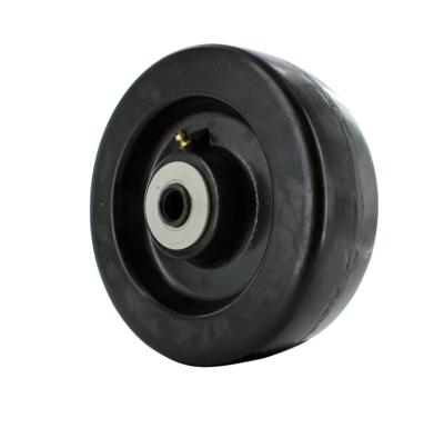 China Hotels 6 x 2 inch Black Flat Tread/Phenolic Heavy Duty Medium Wheel with 1 3/16 Roller Bearing. for sale