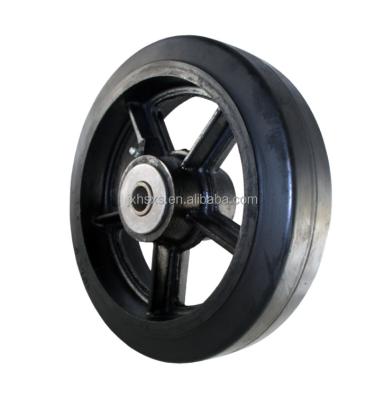 China Hotels 12 X 2 1/2 black rubber on flat tread medium/heavy duty wheel with 1/2 roller bearing. for sale