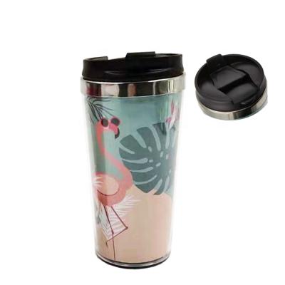 China Sustainable Coffee Mug Picture Insert Changeable 12oz Photo Insert Tumbler Travel Mug Cup Plastic Paper for sale