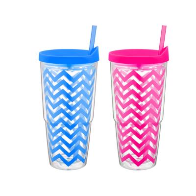 China 650ml bpa free plastic cup / tumbler sustainable with straw for sale