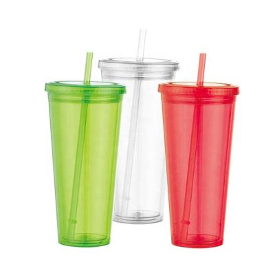 China 24OZ Bpa Free Straw Viable Plastic Straw Tumbler Straw Cup With Dome Lid for sale