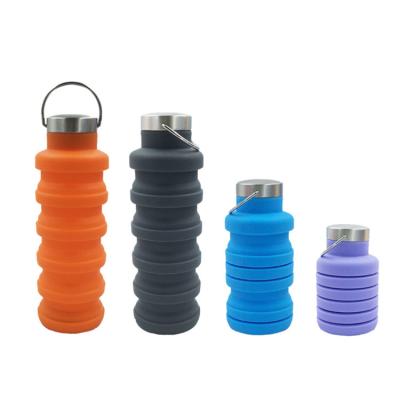 China Wholesale Portable Collapsible Sports Silicone Cup Travel Sustainable Folding Drinking Water Bottles for sale