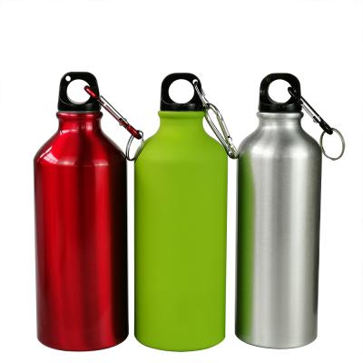 China Viable Custom Logo 500ml Sublimation Sport Portable Aluminum Water Bottles With Carabiner for sale