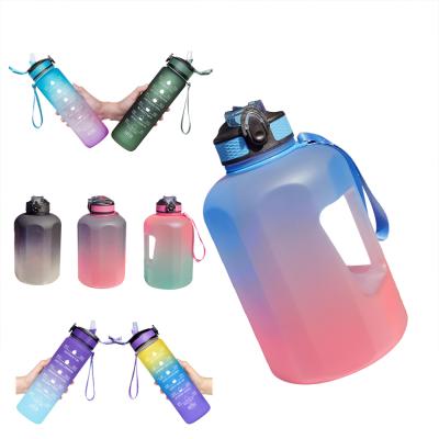 China Sustainable Sports Drink Motivational Water Bottle 1 1/2 Gallon Plastic Water Bottle Gallon Gym Water Bottle With Straw for sale