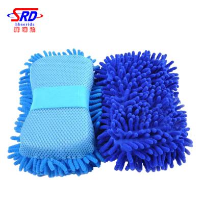 China Multi Purpose Multi Purpose Free Sample Premium Chenille Car Wash Sponge Glove For Auto Care Home Kitchen for sale