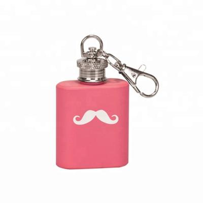 China Who respects the environment; 1oz Stainless Steel Stocked Mini Flask With Key Chain and Coating Silk Screen for sale