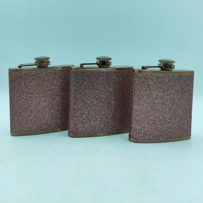 China Who respects the environment; 6OZ Rose Gold Stainless Steel Leather Hip Stocked High Quality Flask for sale