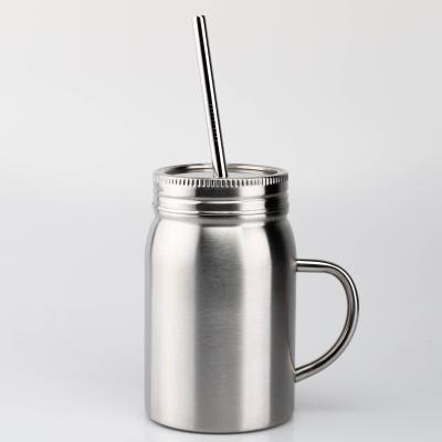 China 500ml Sustainable Double Wall Stainless Steel Mason Cups Travel Mugs With Handle for sale