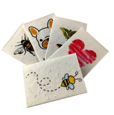 China 100% Europe Wildflower Grass Seed Paper Eco-Friendly Handmade Implantable Gift Cards for sale