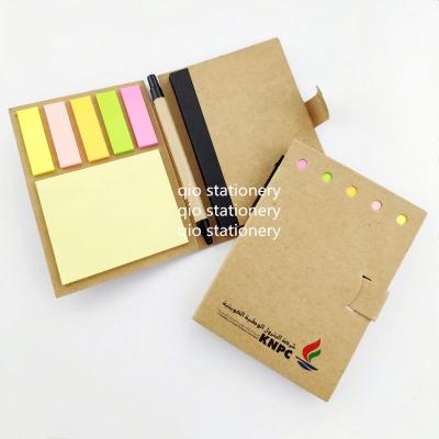 China A6 Size Printed Eco-Friendly Wrapping Paper Sticky Notepad and Notebook with Sticky Notepad and Note Paper Ball Pen for sale