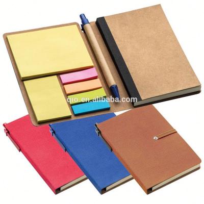 China Printed Cardboard Multi Functional Notebook With Sticky Notepad And Note Paper Ball Pen NOTEBO914 for sale