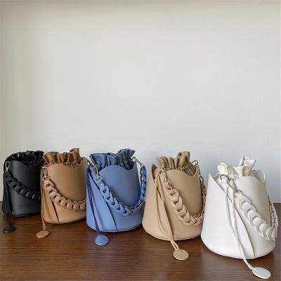 China 2021 Unique New Arrival Drawstring PU Leather Women's Handbag Ladies Handbag Ladies Bags Bucket Purse for sale