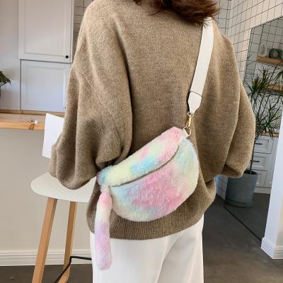 China High Quality 2020 Unique Winter Faux Fur Women Shoulder Bags Plush Handbag Girls Cross - Body Purse With Belt for sale