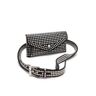 China Custom Evening Clutch Chest Belt Women Rivet Designer Mini Water Proof Shoulder Cross - Leather Body Waist Bag For Girl for sale