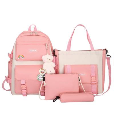 China NO Version 4pcs Female Student Backpack Factory Direct Canvas Handbag Casual Backpacks For Girls for sale