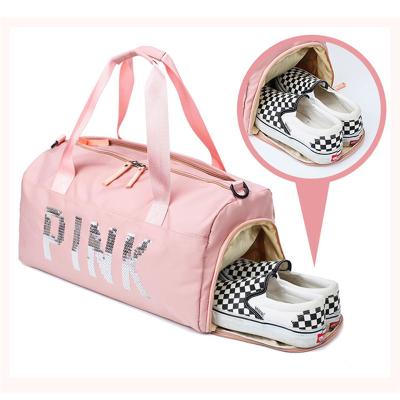 China High Quality Fashion Duffle Bag Pink Travel Fleece Shoulder Bags Sports Weekender Women Handbags Large for sale