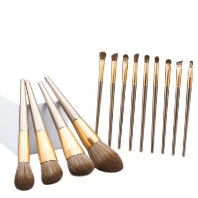 China 13pcs/set Luxury Wooden Handle Gold Makeup Brush High End Professional Make Up Brushes Base Make Up Brush for sale