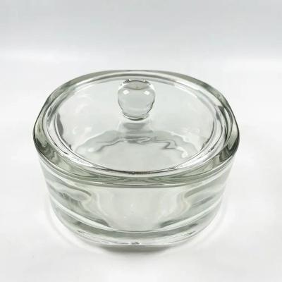 China Custom Modern Home Decoration 250ml 370ml Candle Container Round Jars For Candle Making With Glass Lid for sale